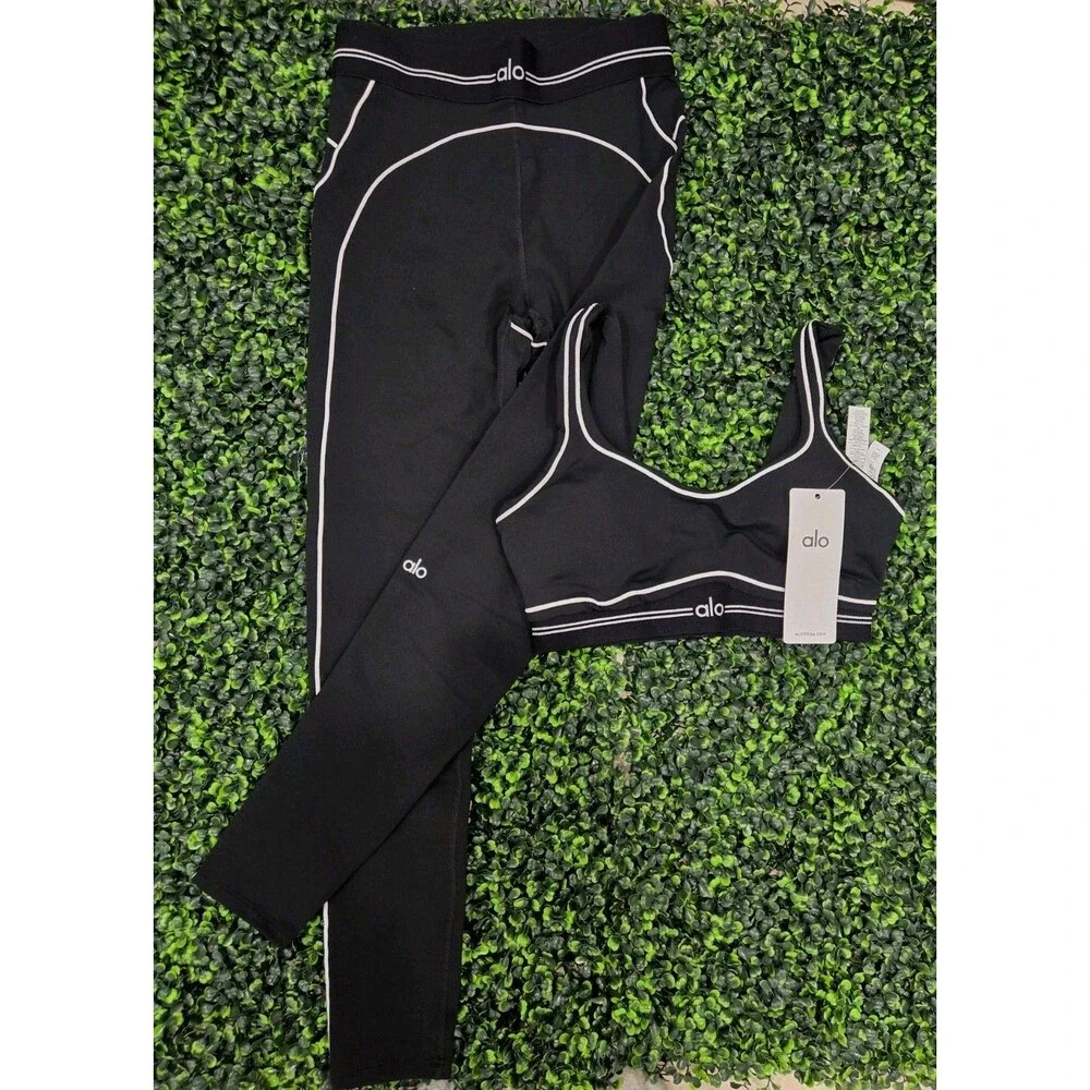 (BRAND NEW) Alo Yoga Black Airbrush Heart Throb Set Size Medium FAST SHIPPING ✅